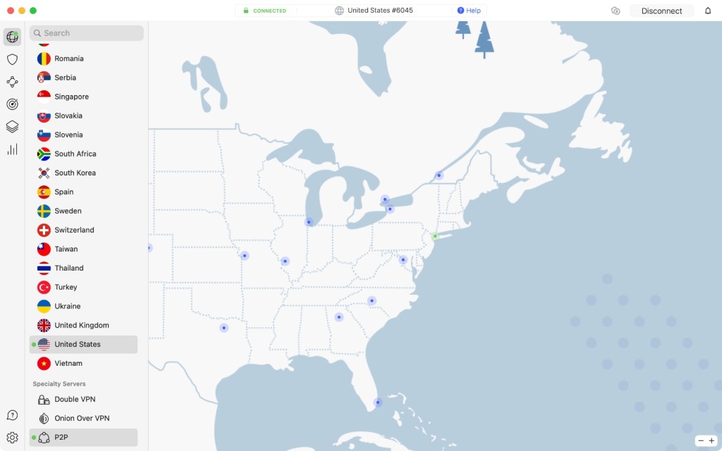 Connected to US Server NordVPN