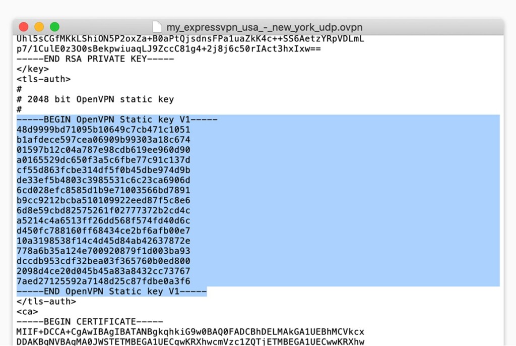 Copying TLS Keys from ExpressVPN