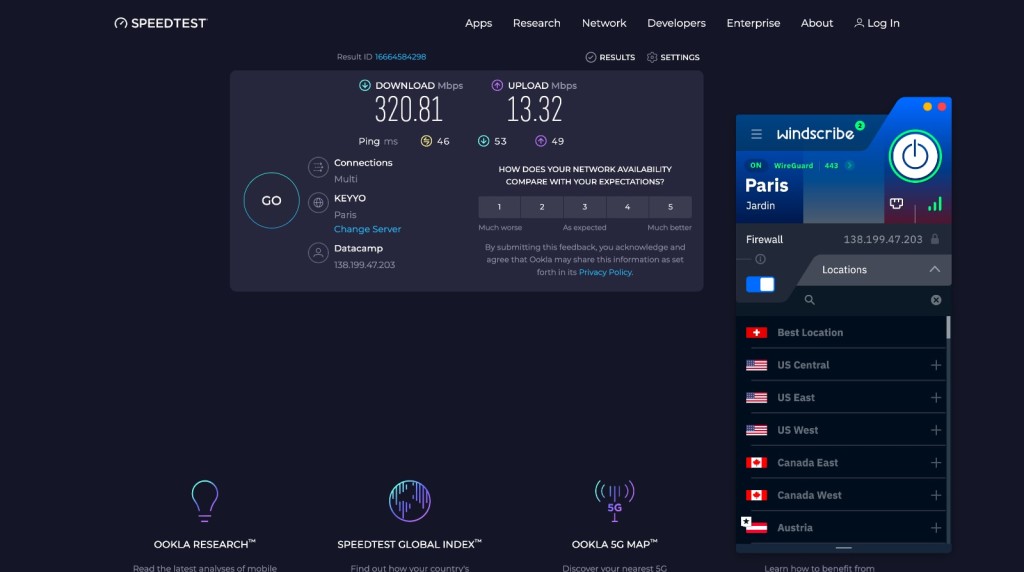 Windscribe Speed Test