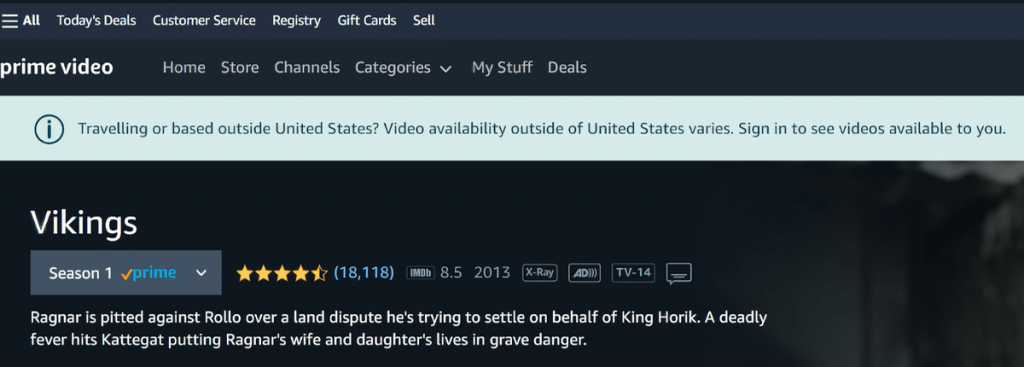 Amazon Prime Video Geo-Blocked Message