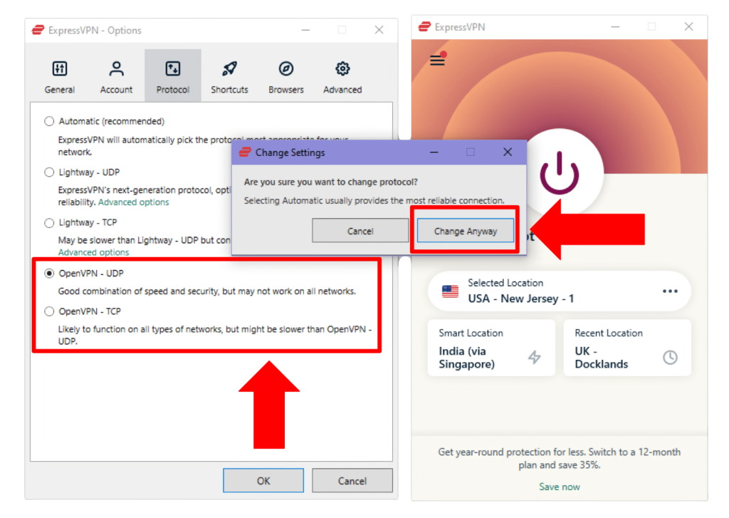 Changing to OpenVPN in ExpressVPN