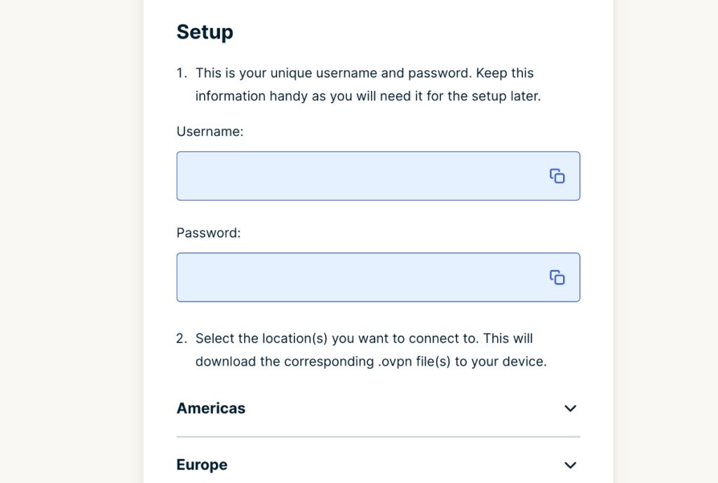 ExpressVPN Online Dashboard View for OpenVPN Manual Configuration