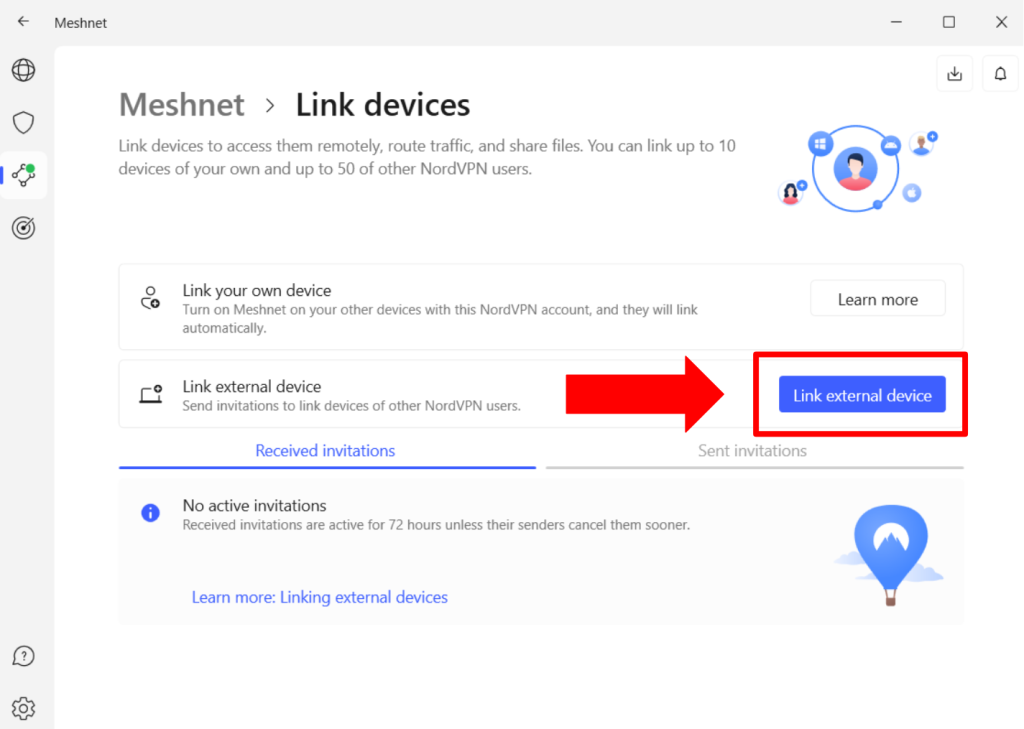 Linking External Device to NordVPN's Meshnet Network