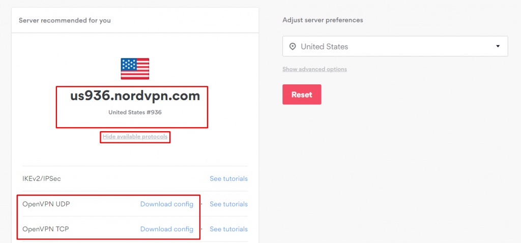 NordVPN Server configuration